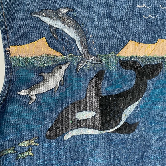 Vintage Hand Painted 90’s Denim Vest Size 10 - Picture 8 of 8